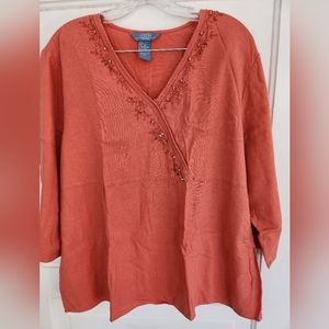 Linen and rayon 3/4 sleeve top size 1X #112